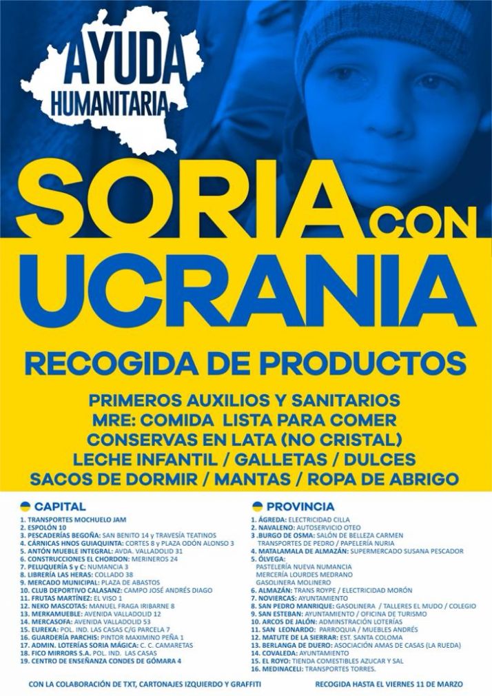 Soria se vuelca con la recogida de productos para Ucrania: As&iacute; puedes ayudar t&uacute; | Imagen 1