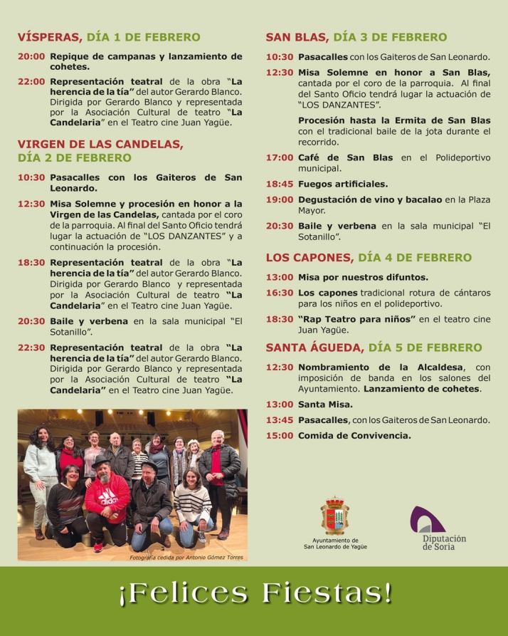Previa y programa de las fiestas de San Blas en San Leonardo de Yag&uuml;e | Imagen 1