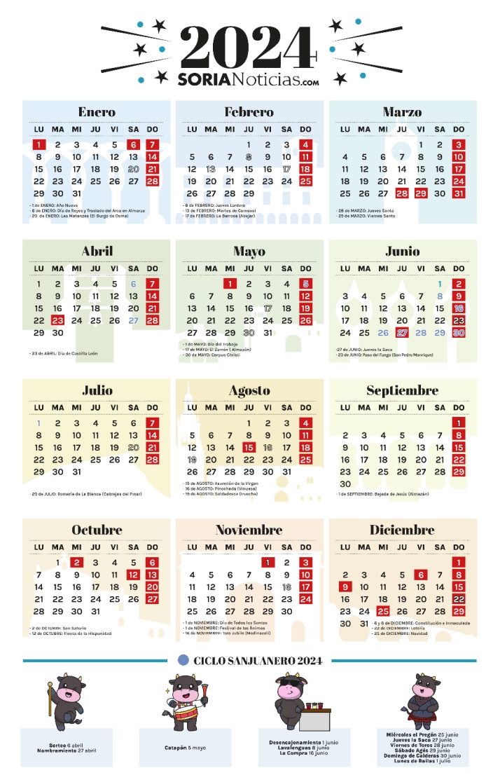 Calendario 2024 de Soria Noticias: Semana Santa, San Juan o Nochevieja | Imagen 1