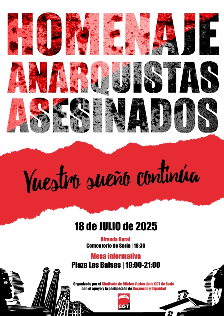 CGT convoca su homenaje anual a los anarquistas asesinados en Soria el 18 de julio | Imagen 1