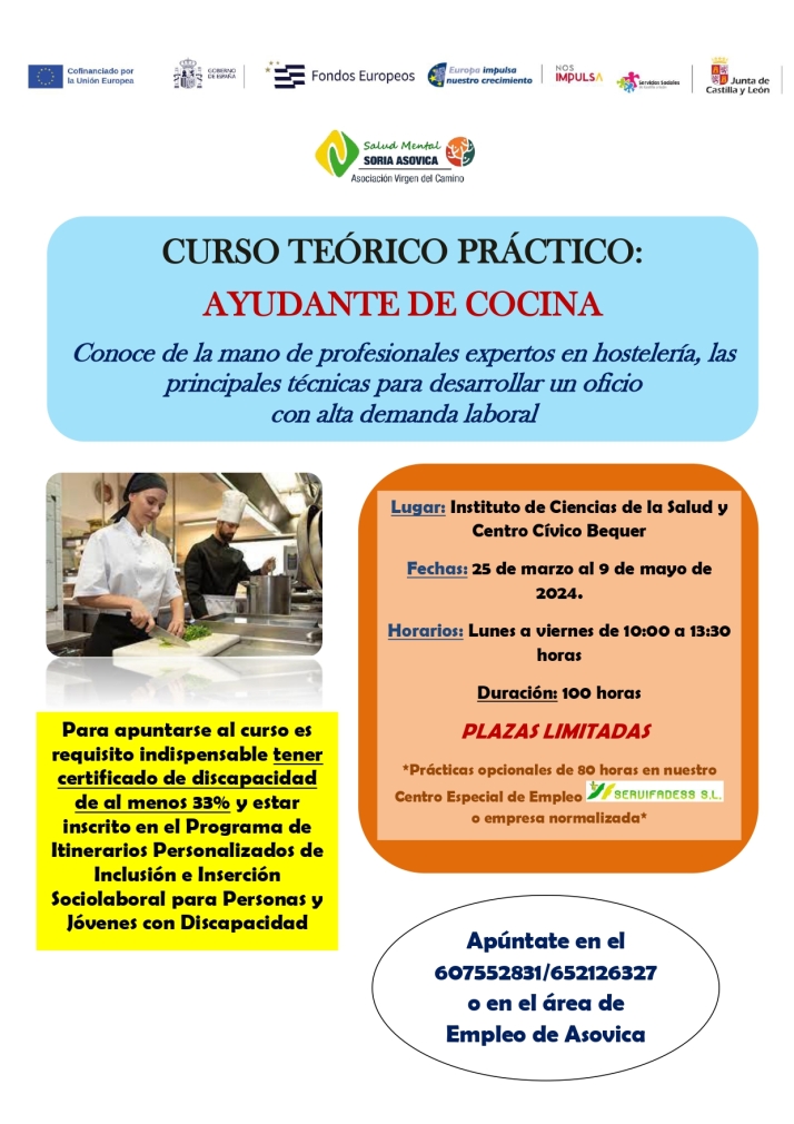 Asovica ofrece un curso de ayudante de cocina para personas con discapacidad | Imagen 1