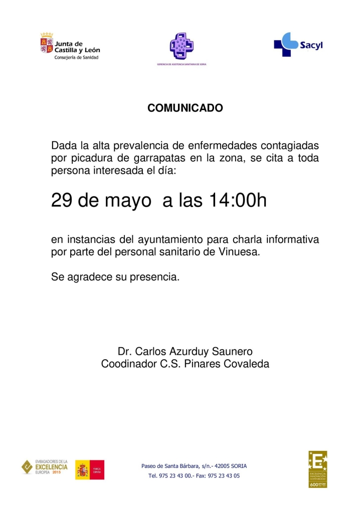 El Sacyl convoca una conferencia para abordar las enfermedades provocadas actualmente por las de garrapatas en Pinares | Imagen 1