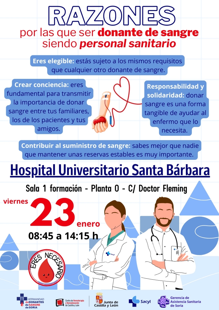 El Hospital Santa B&aacute;rbara acoge este viernes donaciones urgentes de sangre | Imagen 1