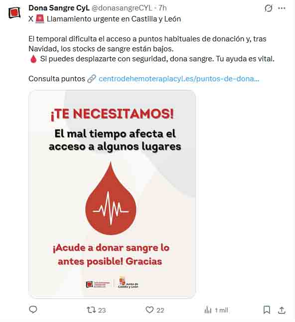 Llamamiento urgente en Castilla y León para donar sangre | Imagen 1