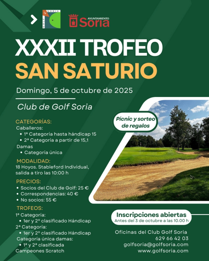 Inscripciones abiertas para la XXXII edición del Trofeo San Saturio de golf | Imagen 1