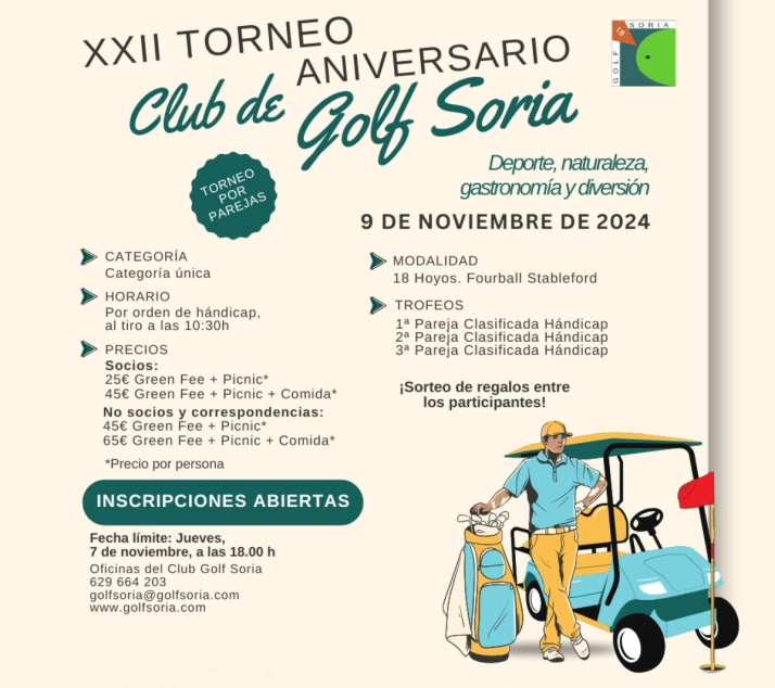 Este jueves cierran las inscripciones para el Torneo Aniversario del Club de Golf Soria | Imagen 1