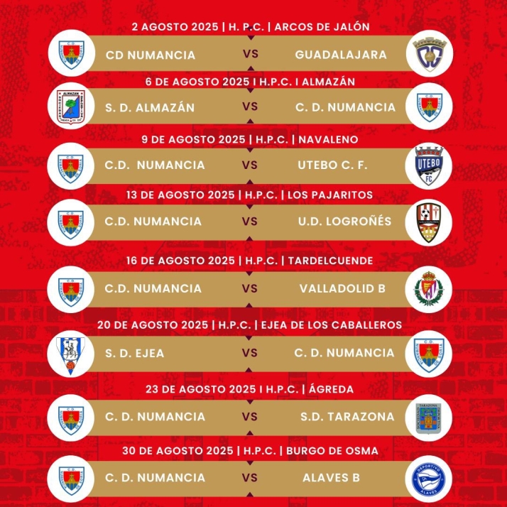 El Numancia anuncia su pretemporada: Un derbi, dos rivales de Primera RFEF y cinco de Segunda RFEF | Imagen 1