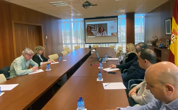 Una imagen de la reunión hoy en la sede de la Delegación de la Junta en Soria. /Jta.