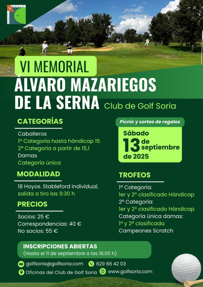 El club de golf abre las inscripciones para el VI Memorial &Aacute;lvaro Mazariegos 2025 | Imagen 1