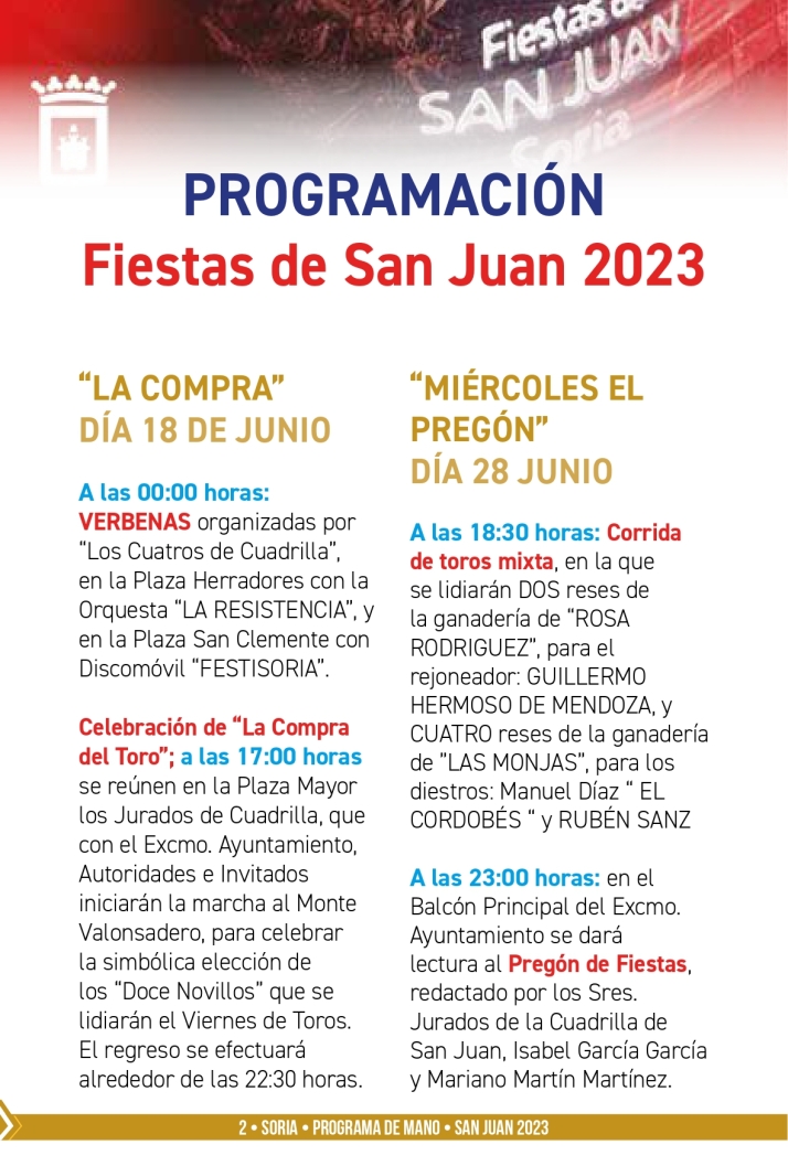 Programa oficial Fiestas de San Juan de Soria 2023: Todos los horarios y eventos | Imagen 1