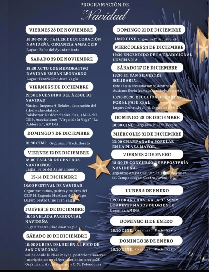 De la subida del belén a una San Silvestre solidaria: así será la Navidad San Leonardo de Yagüe | Imagen 1