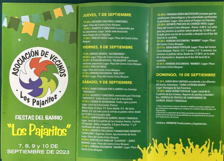 Programa de Fiestas del Barrio de Los Pajaritos de Soria 2023 | Imagen 1