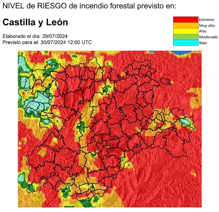 El riesgo extremo por incendios forestales se mantiene en buena parte de la provincia | Imagen 1