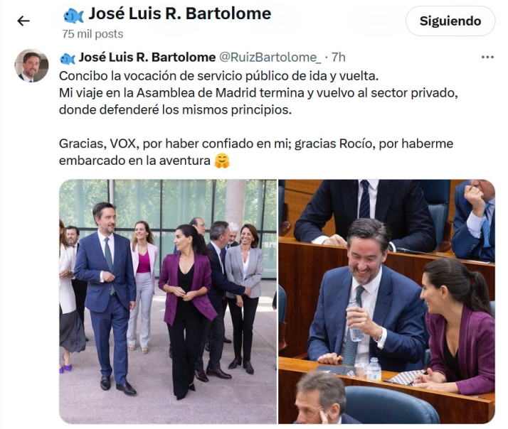 El soriano Jos&eacute; Luis Ruiz Bartolom&eacute; (Vox) deja su esca&ntilde;o en la Asamblea de Madrid | Imagen 1