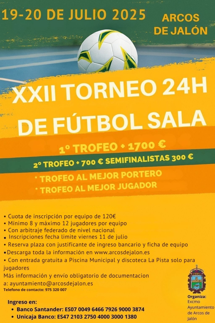 Así será el XXII Torneo 24h de Fútbol Sala de Arcos de Jalón: premios, plazos y todos los detalles | Imagen 1