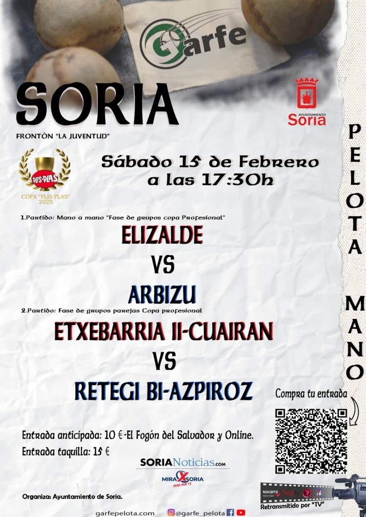 El espect&aacute;culo de la mejor pelota mano nacional aterriza en Soria con la Copa Plis Plas | Imagen 1