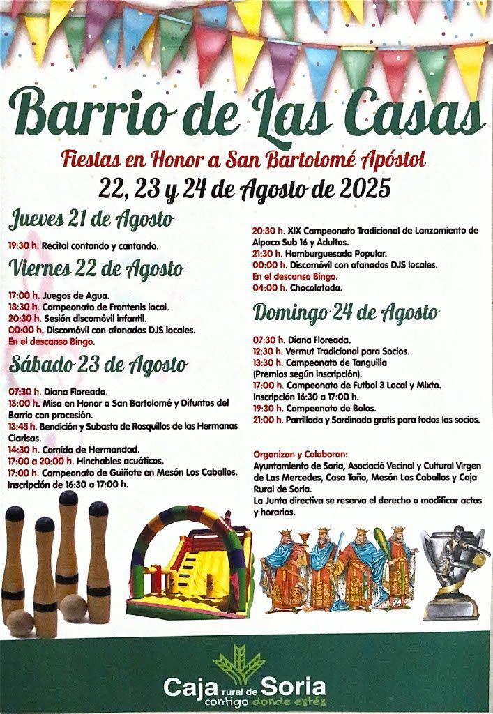 Programa completo de las fiestas de San Bartolom&eacute; en el barrio de Las Casas | Imagen 1
