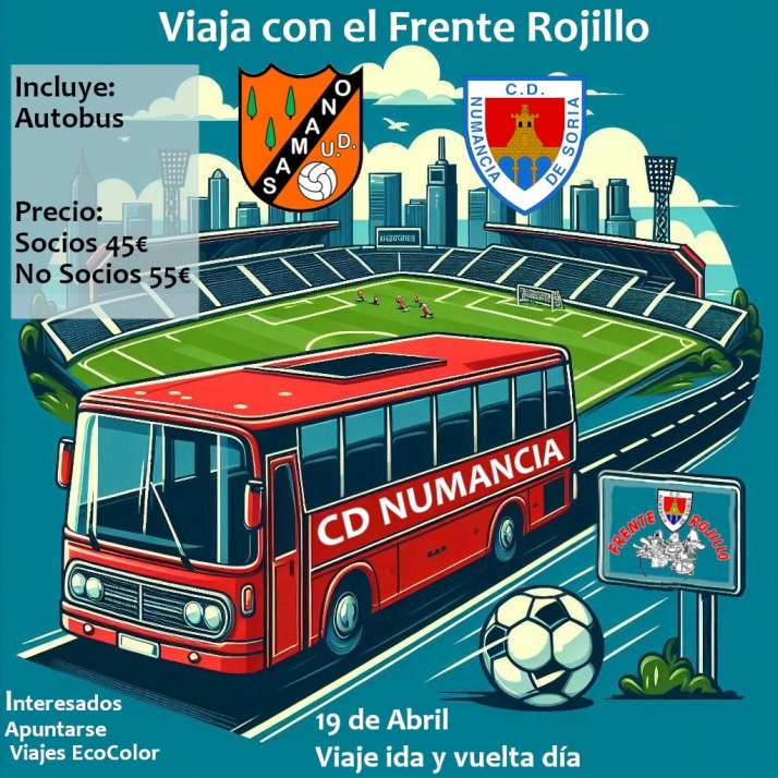 La afici&oacute;n del Numancia vuelve a creer y Frente Rojillo organiza un viaje a S&aacute;mano | Imagen 1