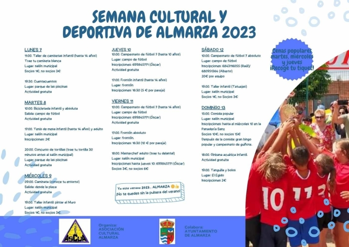 Programa y horarios de la Semana Cultural y Deportiva de Almarza | Imagen 1