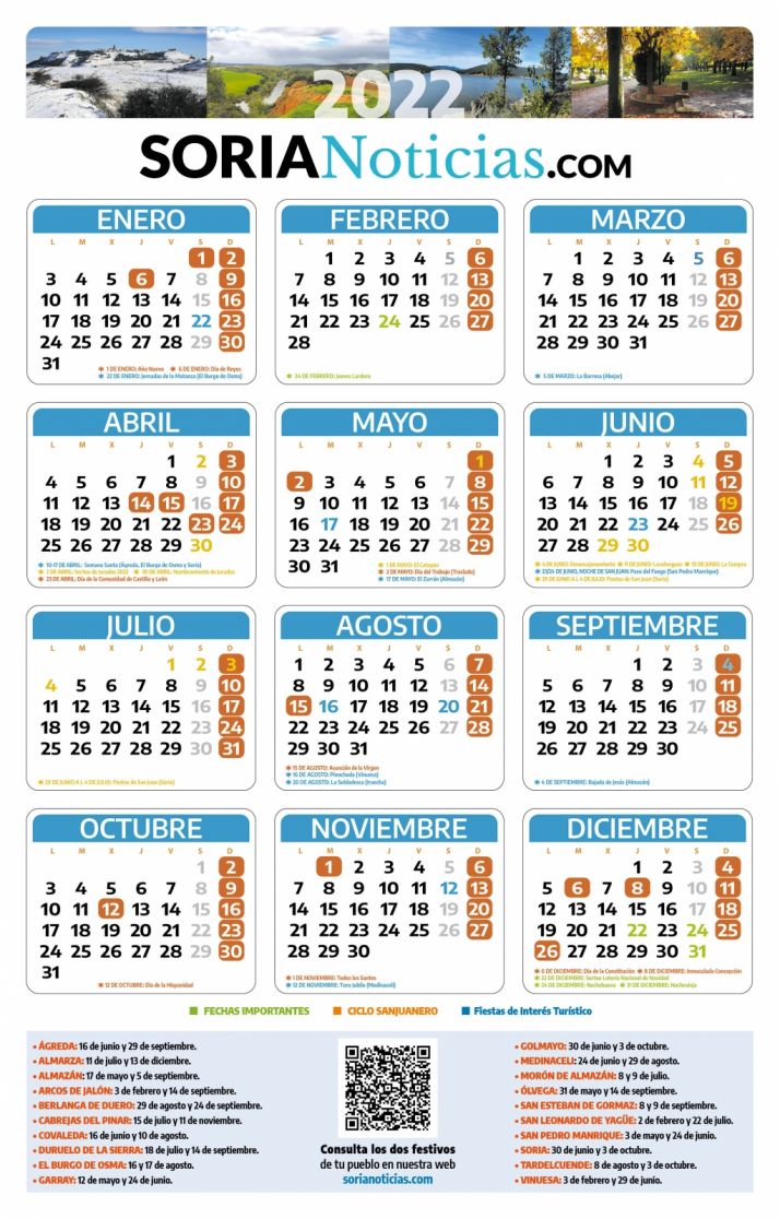 Calendario laboral de la provincia de Soria 2022:&nbsp;Desc&aacute;rgalo aqu&iacute; | Imagen 1
