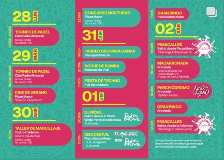 Programa de las fiestas de La Juventud de Almaz&aacute;n 2025 | Imagen 1