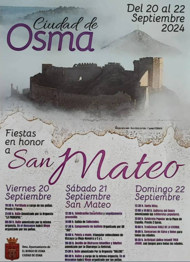 Programa de fiestas en honor a San Mateo de la ciudad de Osma | Imagen 1